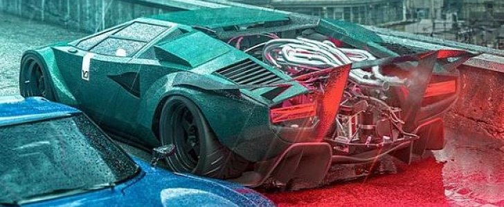 Lamborghini Countach Rear Bumper Delete: rendering