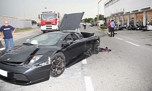 Lamborghini Crashes into BMW Motorcycle Dealership, Destroys Lot