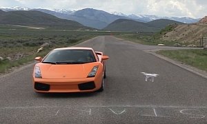 Lamborghini Gallardo Drag Races Drone Up In The Mountains