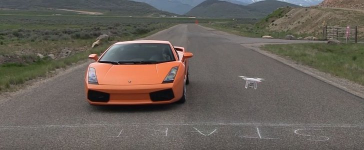 Lamborghini drag races drone