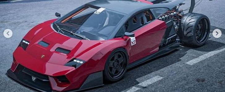 Lamborghini Gallardo "Racecar" Has Exposed V12: render