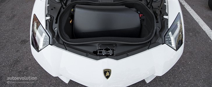 Lamborghini Aventador Roadster with trunk open