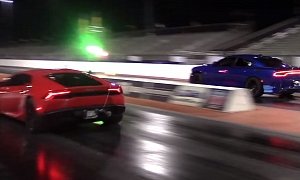 Lamborghini Huracan Drag Races 1,000 HP Charger Hellcat, Fight Is Brutal