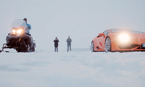 Lamborghini Huracan Drag Races a Snowmobile to Prove a Point
