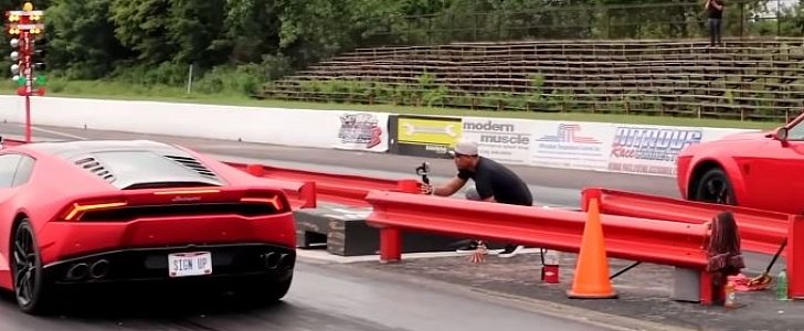 Lamborghini Huracan Drag Races Dodge Demon