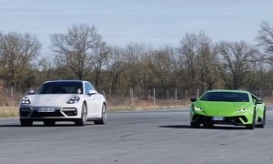 Lamborghini Huracan Drag Races Porsche Panamera Turbo S E-Hybrid, Tries Hard