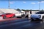 Lamborghini Huracan EVO Drag Races Porsche Taycan Turbo S on Sticky Track