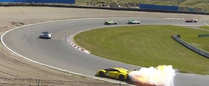Lamborghini Huracan GT3 Blows Engine And Catches Fire