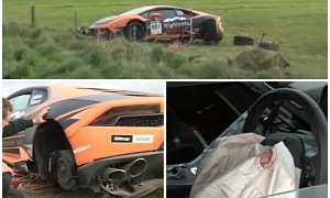 Lamborghini Huracan Jumps Off the Road, Crashes in Targa New Zealand