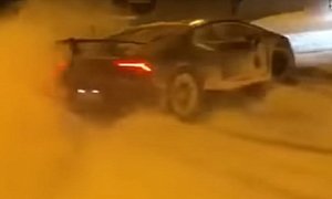 Lamborghini Huracan Performante Drifting in the Snow Is No Angel
