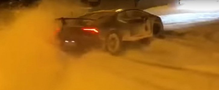 Lamborghini Huracan Performante Drifting in the Snow