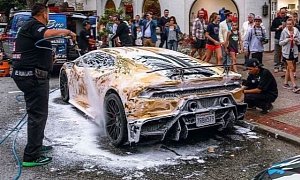Got Water? Californian Huracan Performante Gets Hosed Down on the Street