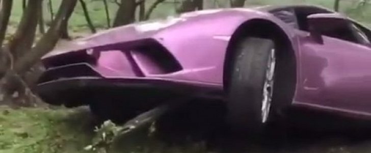Lamborghini Huracan Performante Being Pulled Out Of a Ditch