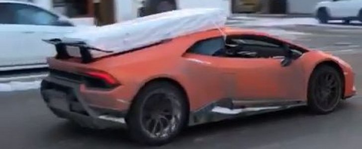 Lamborghini Huracan Performante Hauling a Mattress