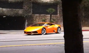 Lamborghini Huracan Seen Drifting During Video Shoot in Los Angeles