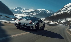 Lamborghini Huracan Sterrato Hits the Slopes, Show Off Its Snow Drifting Capabilities