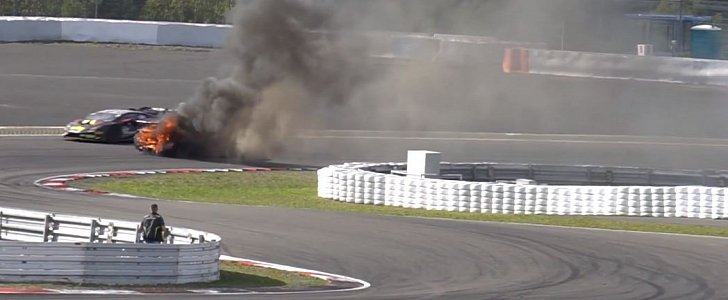 Lamborghini Huracan Super Trofeo fire