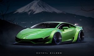 Lamborghini Huracan Touched by Extreme Japanese Tuning in Liberty Walk Rendering
