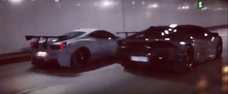 Lamborghini Huracan vs. Ferrari 458 Tunnel Rev Battle