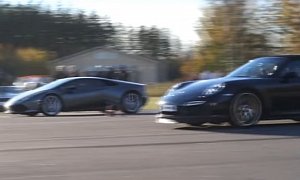 Lamborghini Huracan vs Porsche 911 Turbo S Cabrio Drag Race Is an Unfair Funfair