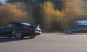 Lamborghini Huracan vs Porsche 911 Turbo S Cabrio Drag Race Is Reasonably Unfair
