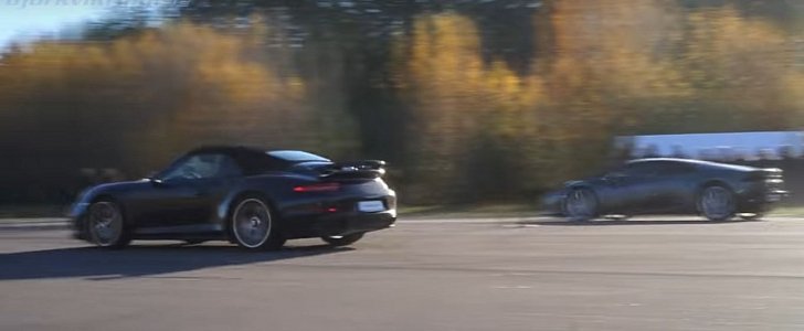 Lamborghini Huracán LP610-4 vs Porsche 911 Turbo S Cabriolet drag race