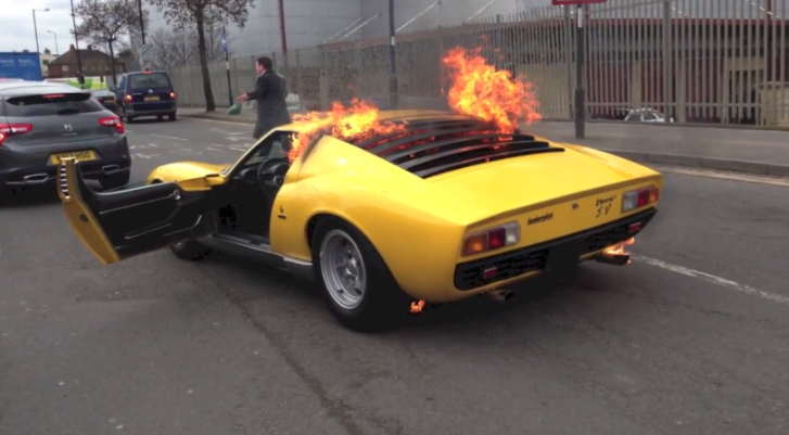 Lamborghini Miura in Flames