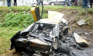 Lamborghini Murcielago Fiery Crash in Russia