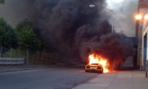 Lamborghini Murcielago Turns Fireball in Brooklyn