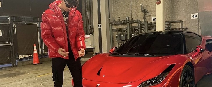 LaMelo Ball and his red Ferrari F8 Tributo