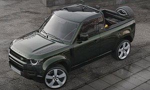 Land Rover Defender Gets Realistic Pickup Conversion in Clean-Looking Rendering