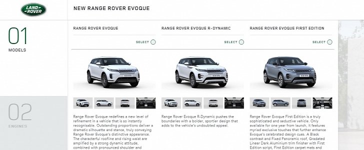 2020 Range Rover Evoque Configurations
