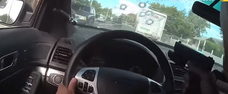 Las Vegas cop shoots through the windshield during intense chase and shootout