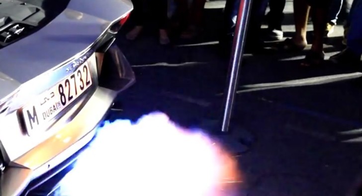 Lamborghini Aventador spitting flames