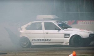 Latvian Drifters Make an E34 BMW 5 Series Compact in 5 Seconds