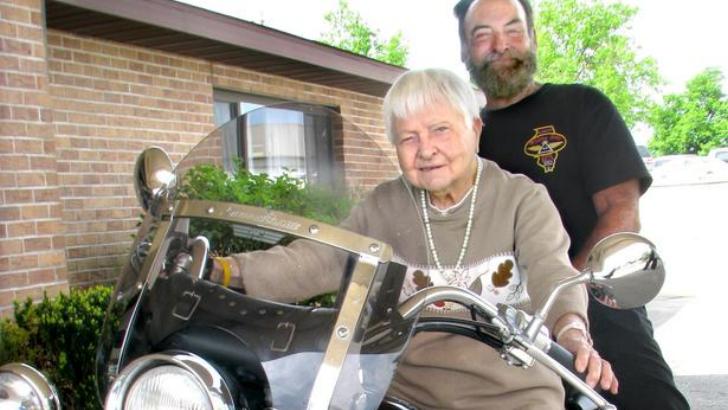 Laverne Chance, 99,on a Honda Shadow