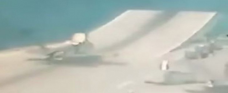 Video of the moment an F-35B fighter jet fails to launch off HMS Queen Elizabeth and crashes into the sea has leaked