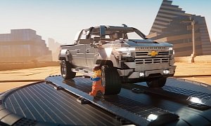 LEGO Chevrolet Silverado 1500 High Country Chased by Aliens in New Chevy Add