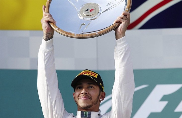 Lewis Hamilton after winning the  Melbourne's Albert Park circuit earlier this month
