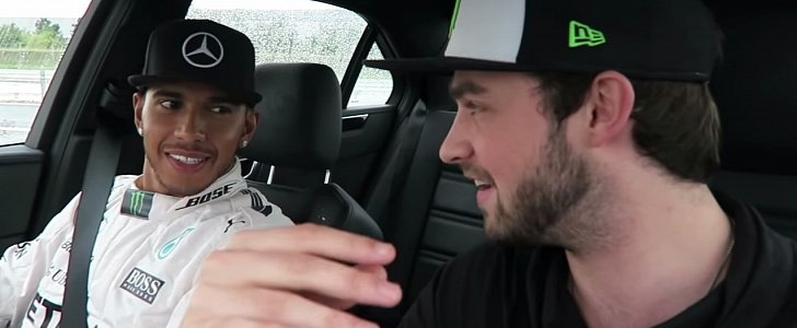 Lewis Hamilton Takes a Gaming YouTuber to the Mercedes World Track