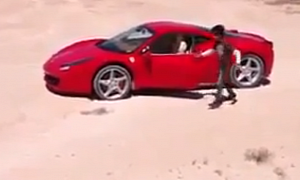 Libyan Boy Does Donuts in a Ferrari 458 on Sand