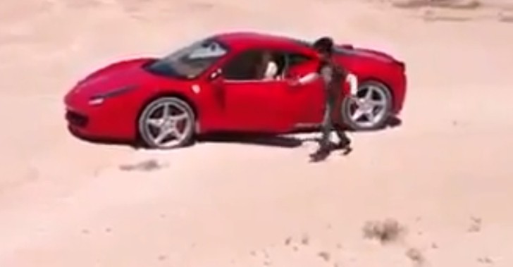 Ferrari 458 being hooned by kids