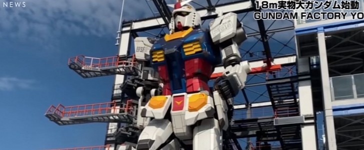Giant Gundam robot takes its first steps at official unveiling 