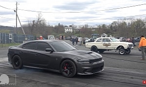 'Lifted' Ford Falcon Looks Hilarious but Drags Dodge Charger Hellcat Like a Champ