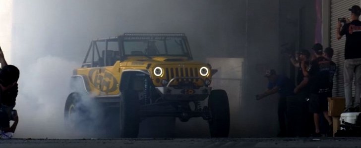 Lifted Jeep Wrangler Doing Monster Burnout