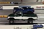 Lifted, Old-School Ford Truck Drags Mustang GT, Someone Was Sleeping at the Start Line
