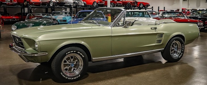 Lime Gold 1967 Ford Mustang Convertible for sale by Garage Kept Motors