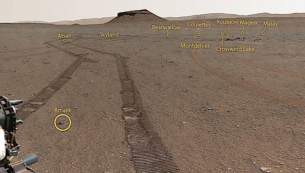 Location of the ten titanium tubes Perseverance dropped on Mars