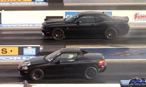 Little Stick Shift Honda CR-X del Sol Drags Hellcat, Camaro SS, Someone Gets Owned