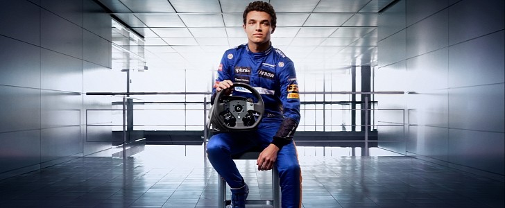 Lando Norris, F1 Racer for McLaren, with the Logitech PRO Racing Wheel
